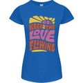 60s Keep the Love Flowing Funny Hippy Peace Womens Petite Cut T-Shirt Royal Blue