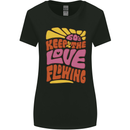 60s Keep the Love Flowing Funny Hippy Peace Womens Wider Cut T-Shirt Black