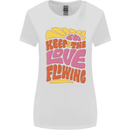 60s Keep the Love Flowing Funny Hippy Peace Womens Wider Cut T-Shirt White