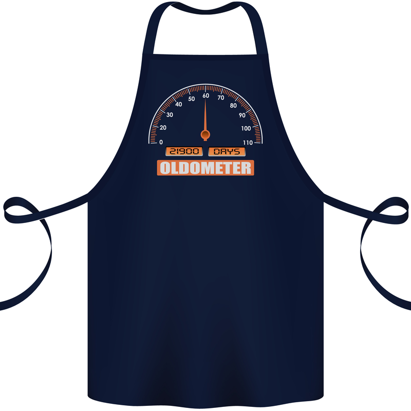 60th Birthday 60 Year Old Ageometer Funny Cotton Apron 100% Organic Navy Blue