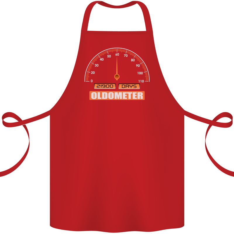 60th Birthday 60 Year Old Ageometer Funny Cotton Apron 100% Organic Red