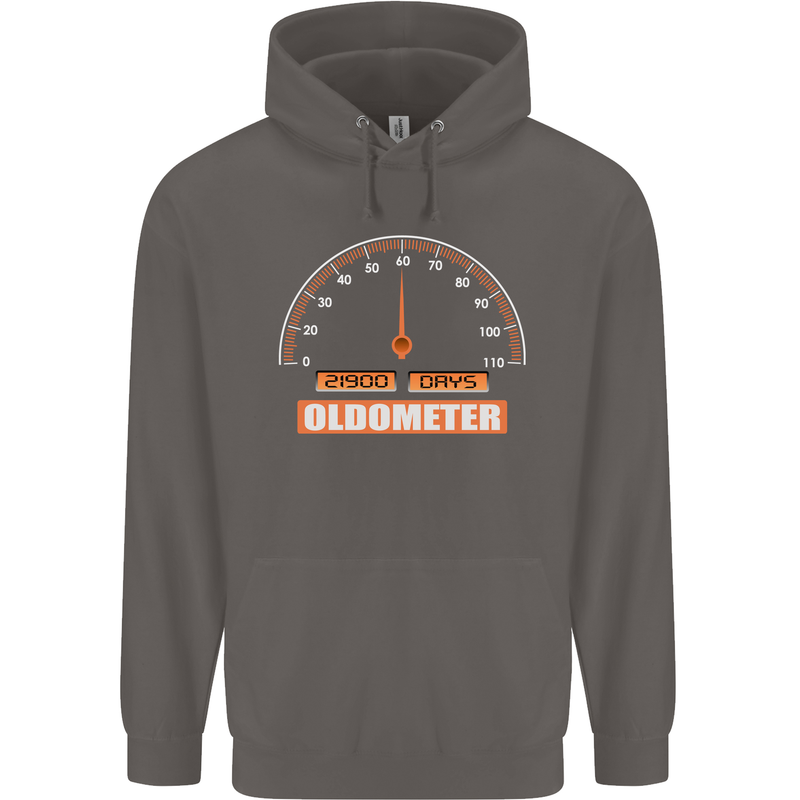 60th Birthday 60 Year Old Ageometer Funny Mens 80% Cotton Hoodie Charcoal