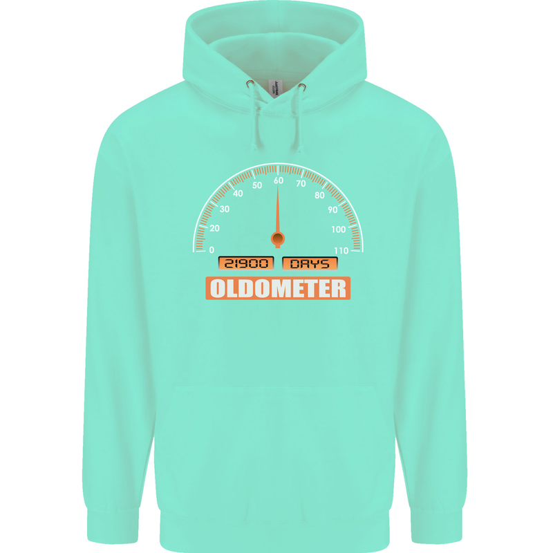 60th Birthday 60 Year Old Ageometer Funny Mens 80% Cotton Hoodie Peppermint