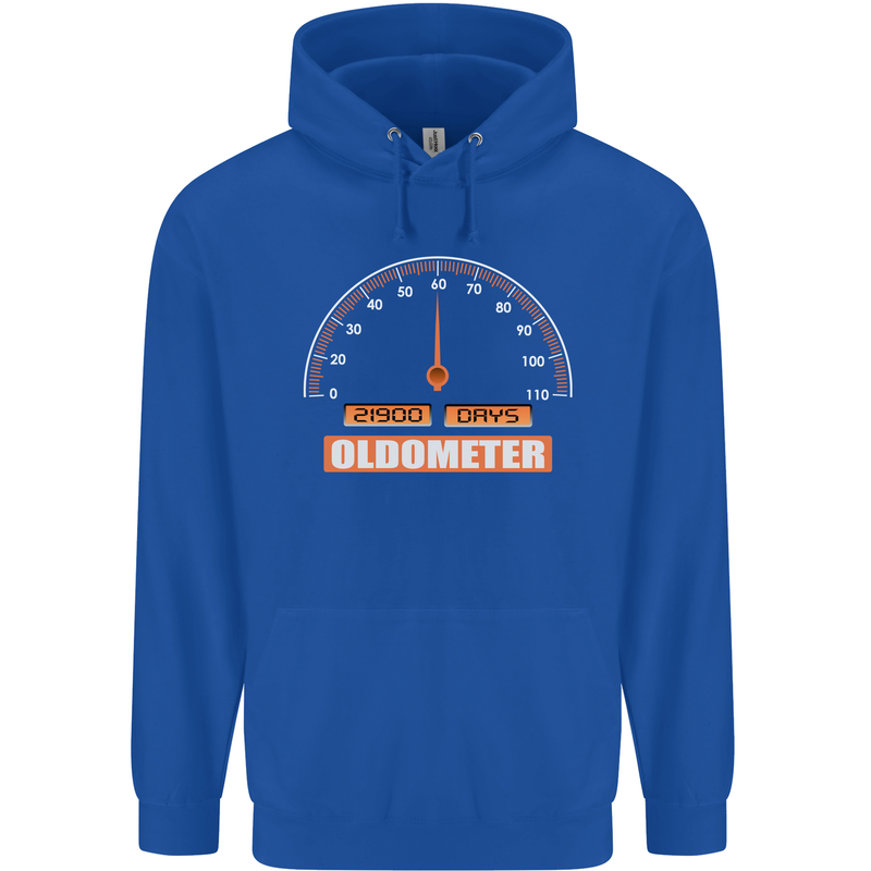 60th Birthday 60 Year Old Ageometer Funny Mens 80% Cotton Hoodie Royal Blue