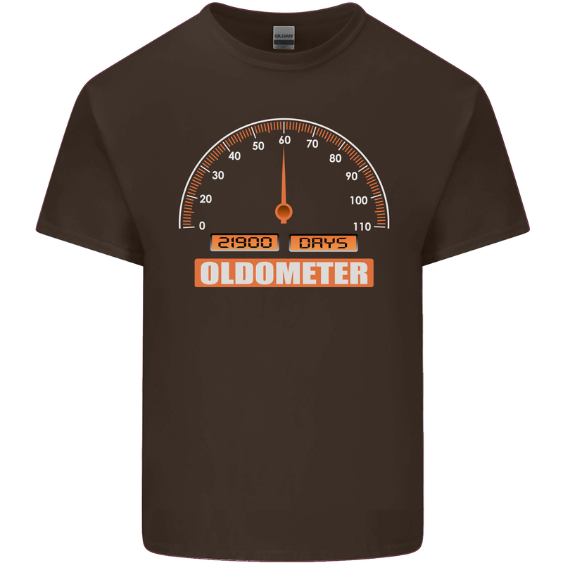60th Birthday 60 Year Old Ageometer Funny Mens Cotton T-Shirt Tee Top Dark Chocolate