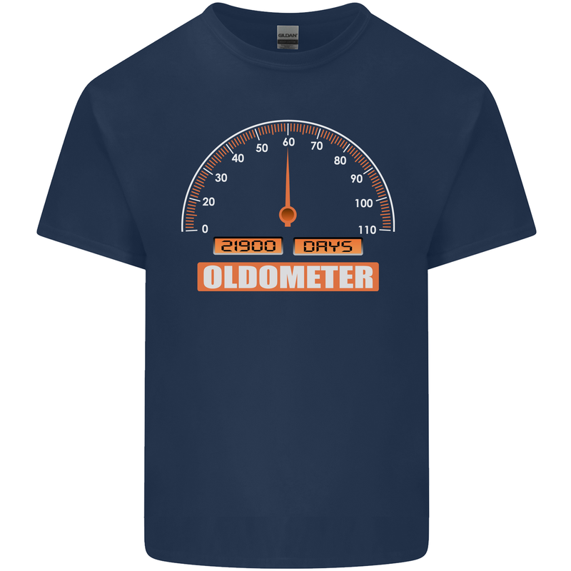 60th Birthday 60 Year Old Ageometer Funny Mens Cotton T-Shirt Tee Top Navy Blue