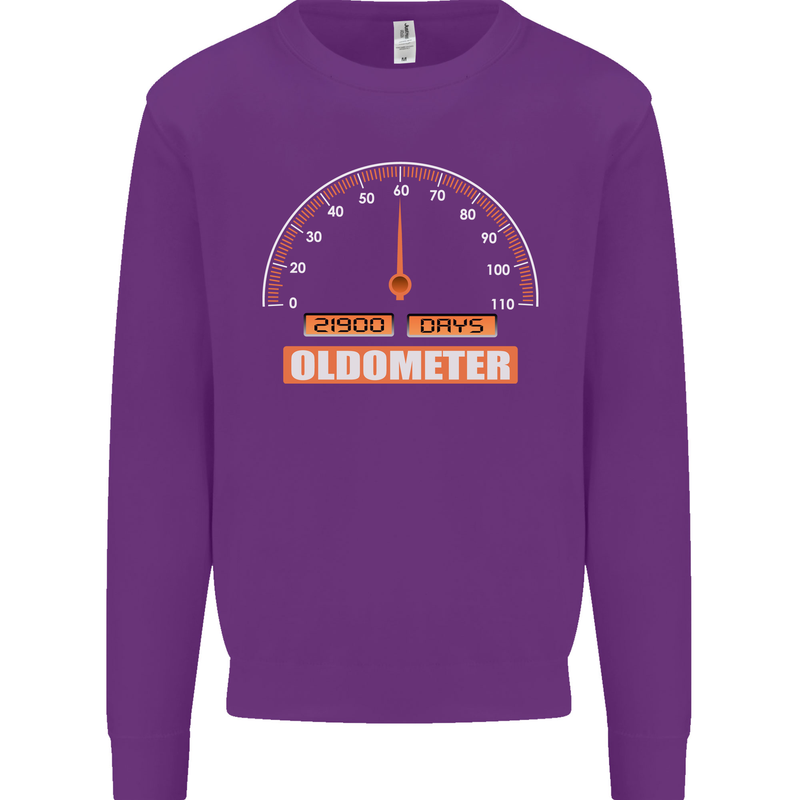 60th Birthday 60 Year Old Ageometer Funny Mens Sweatshirt Jumper Purple