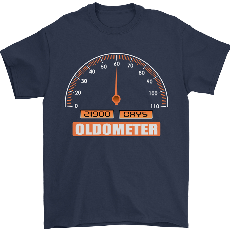 60th Birthday 60 Year Old Ageometer Funny Mens T-Shirt 100% Cotton Navy Blue