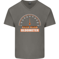 60th Birthday 60 Year Old Ageometer Funny Mens V-Neck Cotton T-Shirt Charcoal