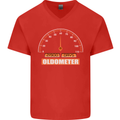 60th Birthday 60 Year Old Ageometer Funny Mens V-Neck Cotton T-Shirt Red
