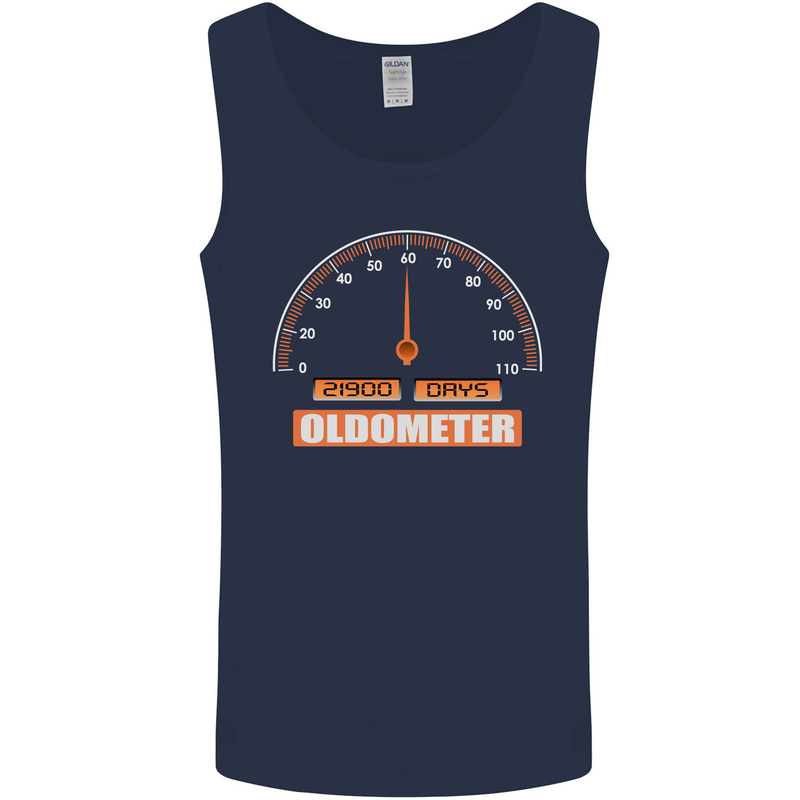60th Birthday 60 Year Old Ageometer Funny Mens Vest Tank Top Navy Blue