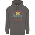 60th Birthday 60 Year Old Awesome Looks Like Mens 80% Cotton Hoodie Charcoal
