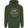 60th Birthday 60 Year Old Awesome Looks Like Mens 80% Cotton Hoodie Forest Green