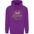60th Birthday 60 Year Old Awesome Looks Like Mens 80% Cotton Hoodie Purple