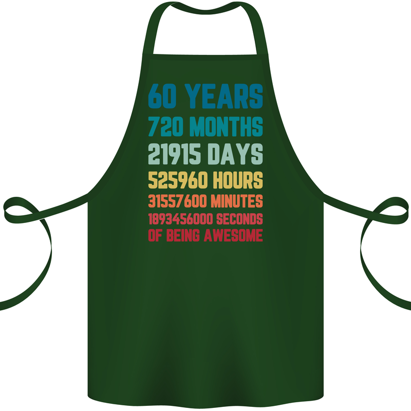 60th Birthday 60 Year Old Cotton Apron 100% Organic Forest Green