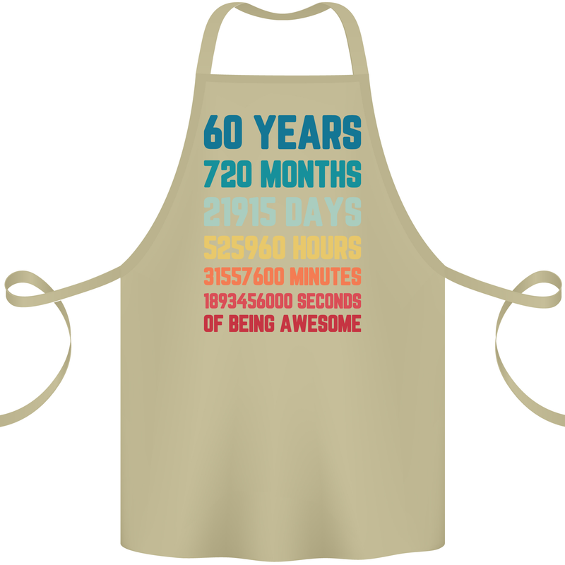 60th Birthday 60 Year Old Cotton Apron 100% Organic Khaki