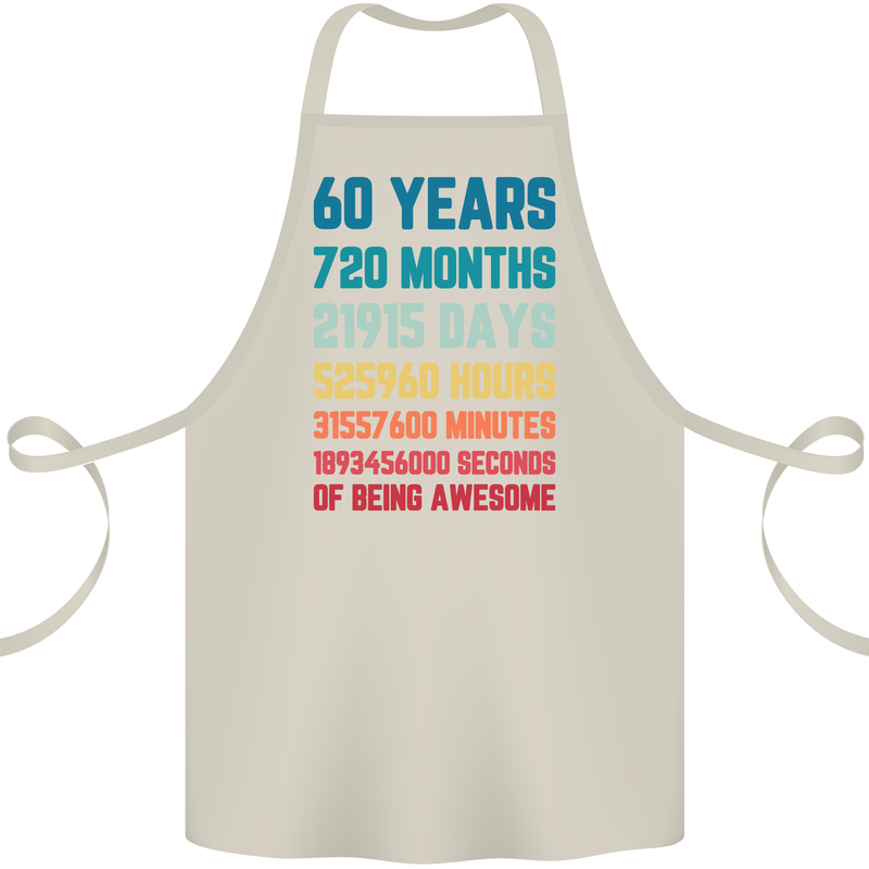 60th Birthday 60 Year Old Cotton Apron 100% Organic Natural