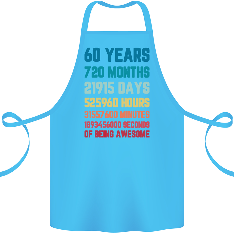 60th Birthday 60 Year Old Cotton Apron 100% Organic Turquoise