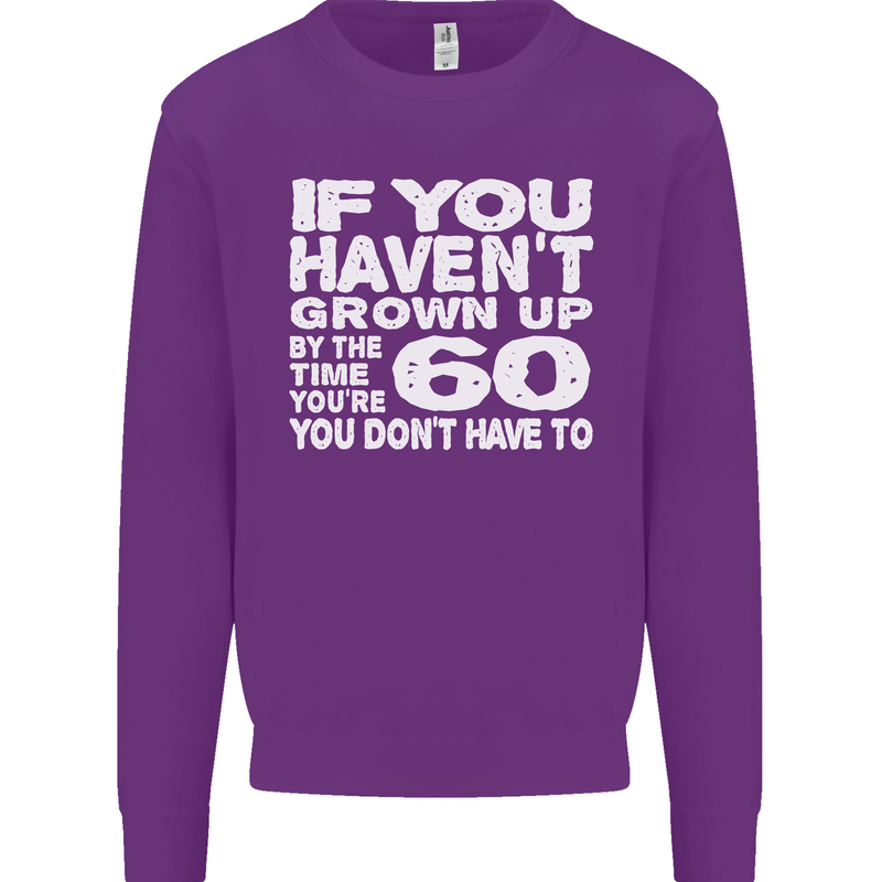 60th Birthday 60 Year Old Don't Grow Up Funny Mens Sweatshirt Jumper Purple