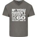 60th Birthday 60 Year Old Don't Grow Up Funny Mens V-Neck Cotton T-Shirt Charcoal