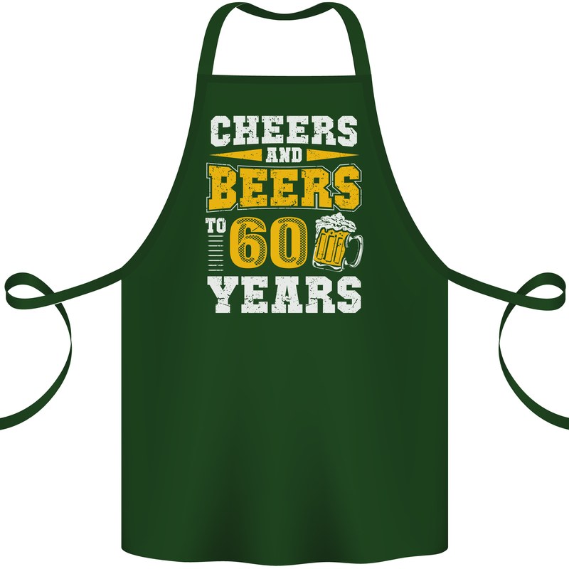 60th Birthday 60 Year Old Funny Alcohol Cotton Apron 100% Organic Forest Green