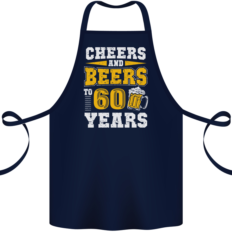 60th Birthday 60 Year Old Funny Alcohol Cotton Apron 100% Organic Navy Blue