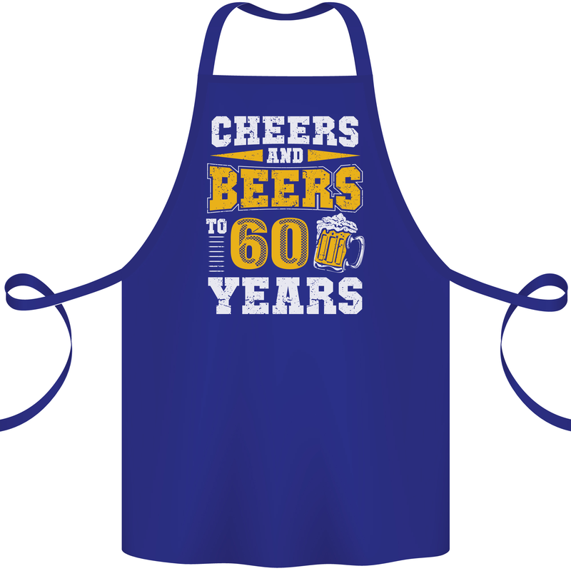 60th Birthday 60 Year Old Funny Alcohol Cotton Apron 100% Organic Royal Blue