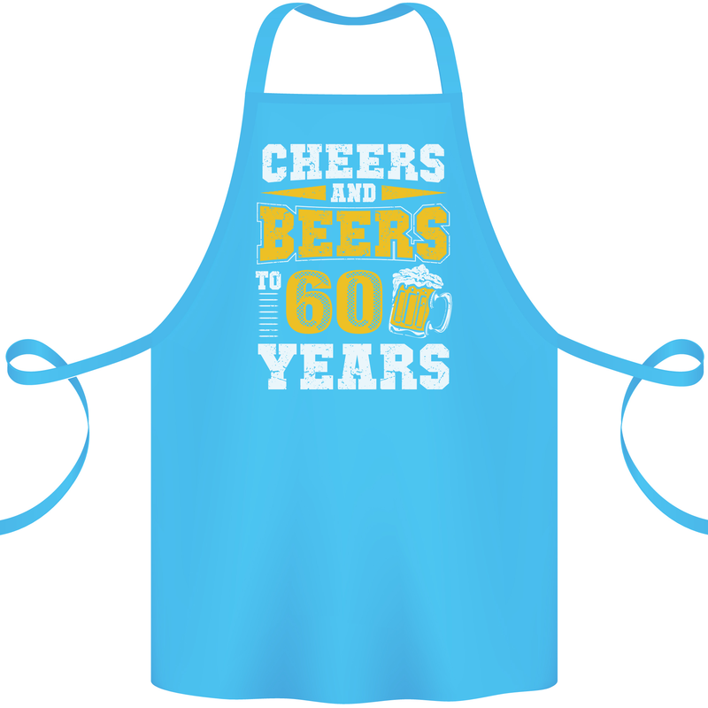 60th Birthday 60 Year Old Funny Alcohol Cotton Apron 100% Organic Turquoise
