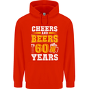 60th Birthday 60 Year Old Funny Alcohol Mens 80% Cotton Hoodie Bright Red