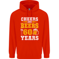 60th Birthday 60 Year Old Funny Alcohol Mens 80% Cotton Hoodie Bright Red