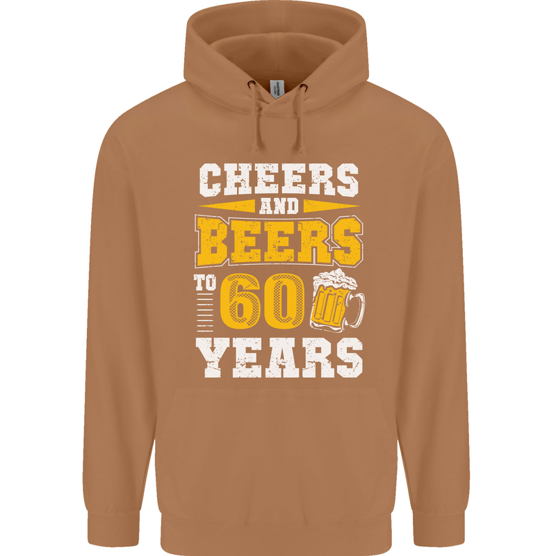 60th Birthday 60 Year Old Funny Alcohol Mens 80% Cotton Hoodie Caramel Latte