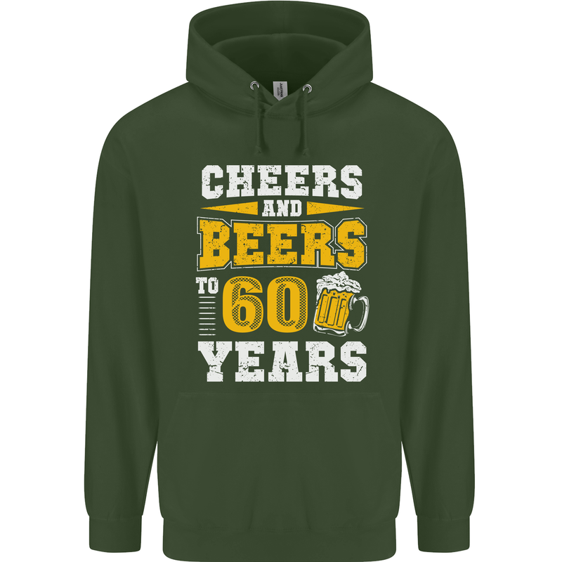 60th Birthday 60 Year Old Funny Alcohol Mens 80% Cotton Hoodie Forest Green