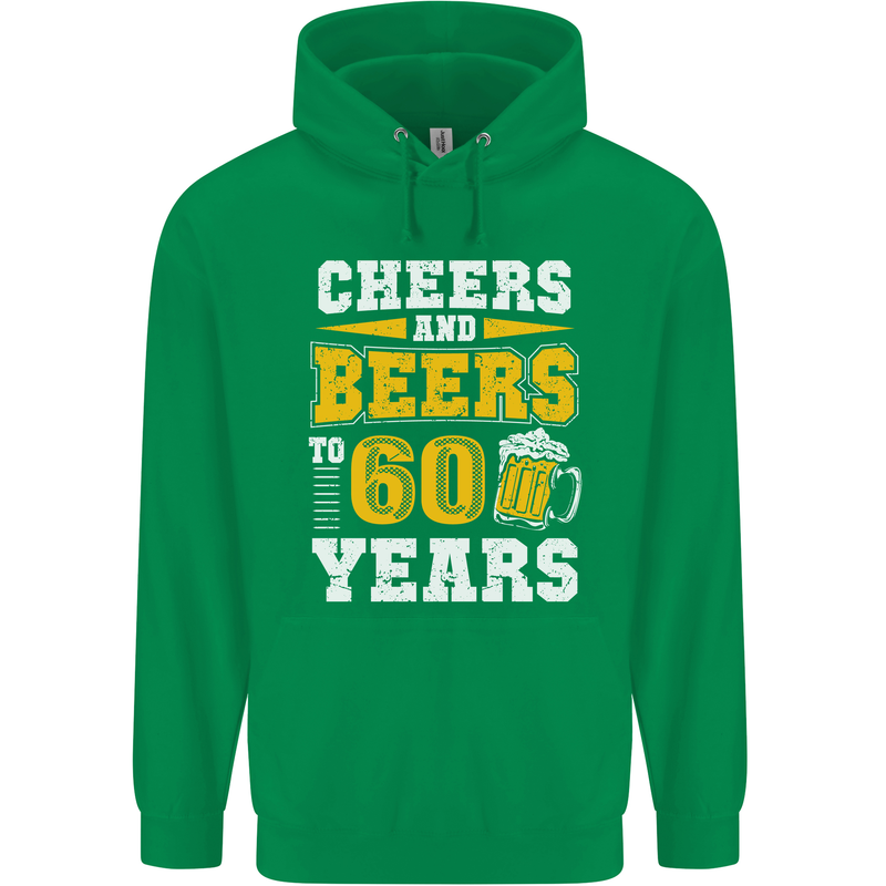 60th Birthday 60 Year Old Funny Alcohol Mens 80% Cotton Hoodie Irish Green