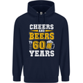 60th Birthday 60 Year Old Funny Alcohol Mens 80% Cotton Hoodie Navy Blue