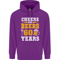 60th Birthday 60 Year Old Funny Alcohol Mens 80% Cotton Hoodie Purple