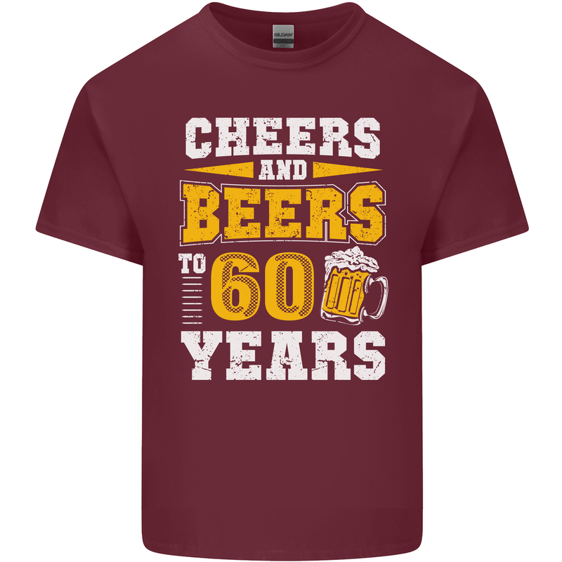 60th Birthday 60 Year Old Funny Alcohol Mens Cotton T-Shirt Tee Top Maroon