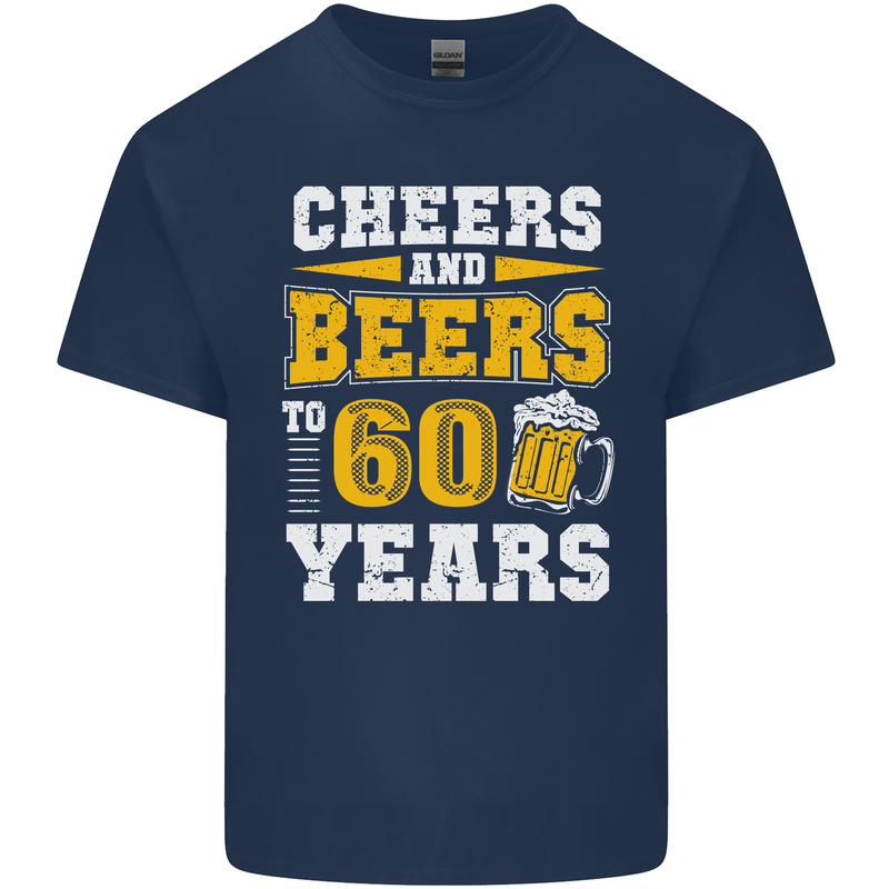 60th Birthday 60 Year Old Funny Alcohol Mens Cotton T-Shirt Tee Top Navy Blue