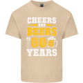 60th Birthday 60 Year Old Funny Alcohol Mens Cotton T-Shirt Tee Top Sand