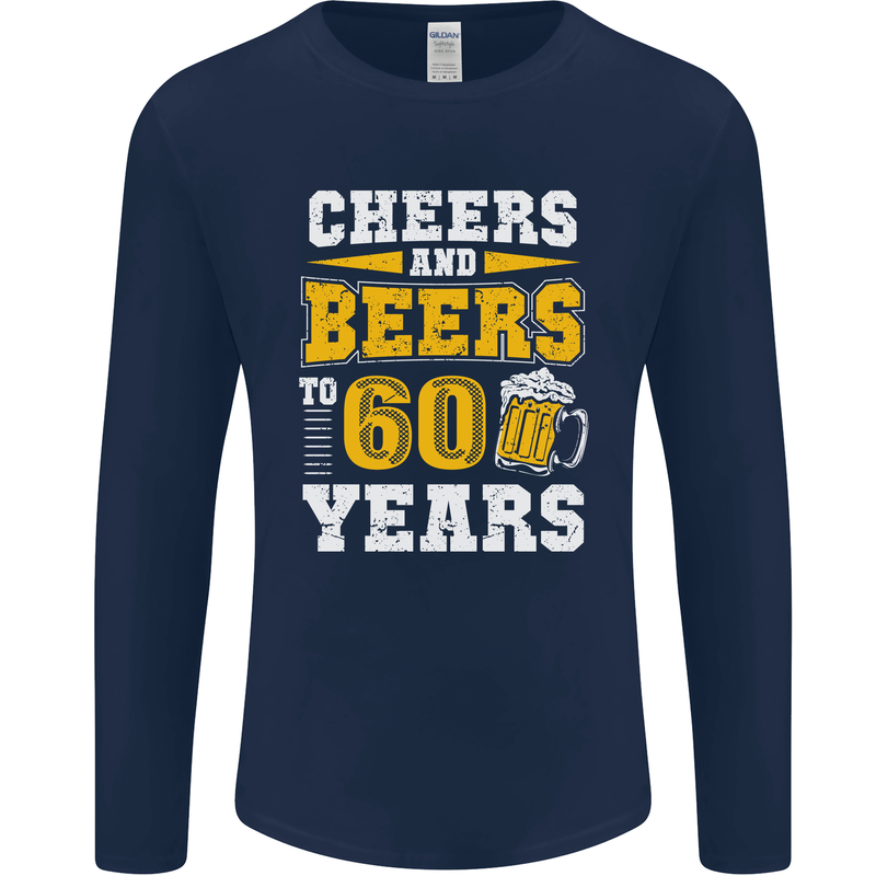 60th Birthday 60 Year Old Funny Alcohol Mens Long Sleeve T-Shirt Navy Blue