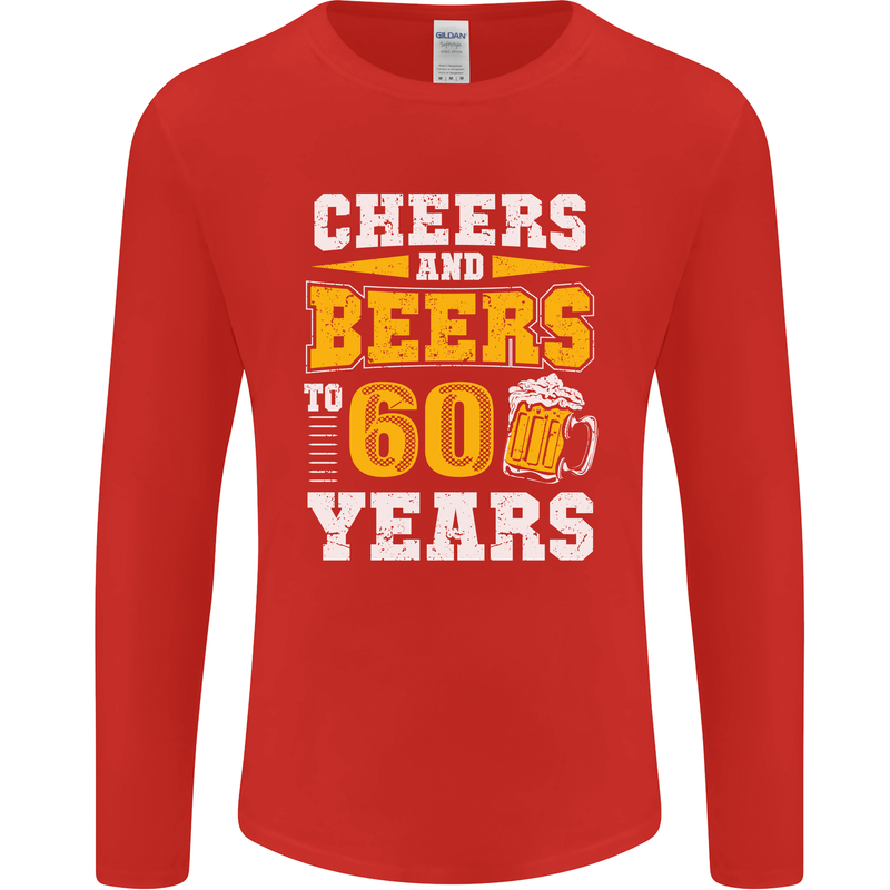 60th Birthday 60 Year Old Funny Alcohol Mens Long Sleeve T-Shirt Red