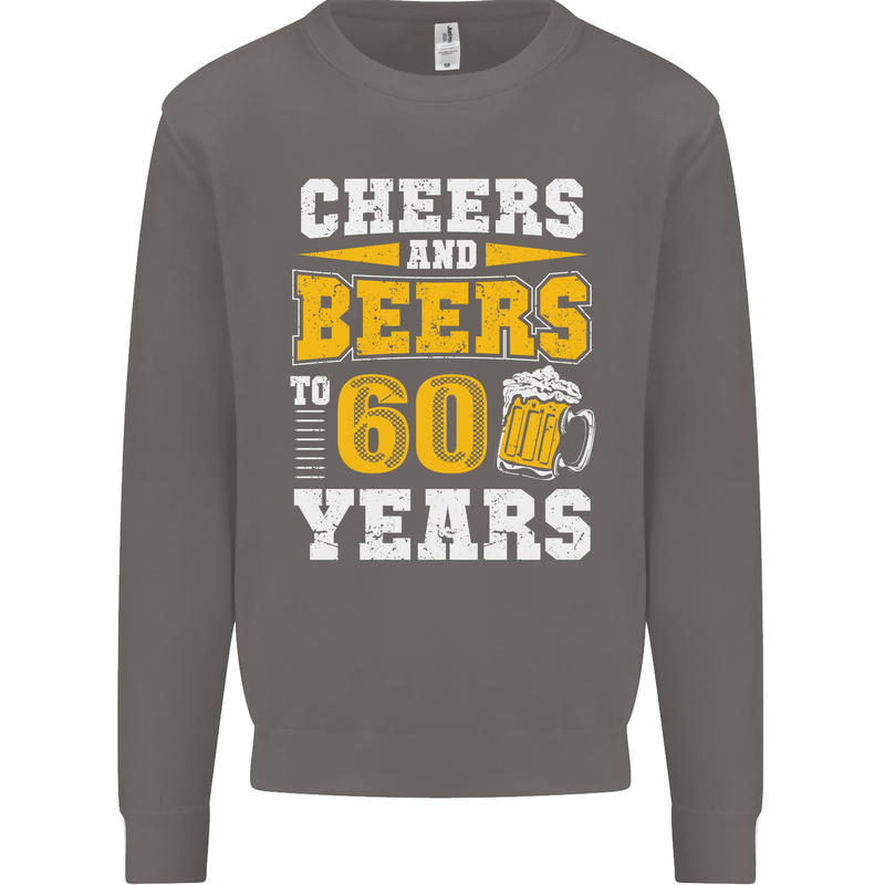 60th Birthday 60 Year Old Funny Alcohol Mens Sweatshirt Jumper Charcoal
