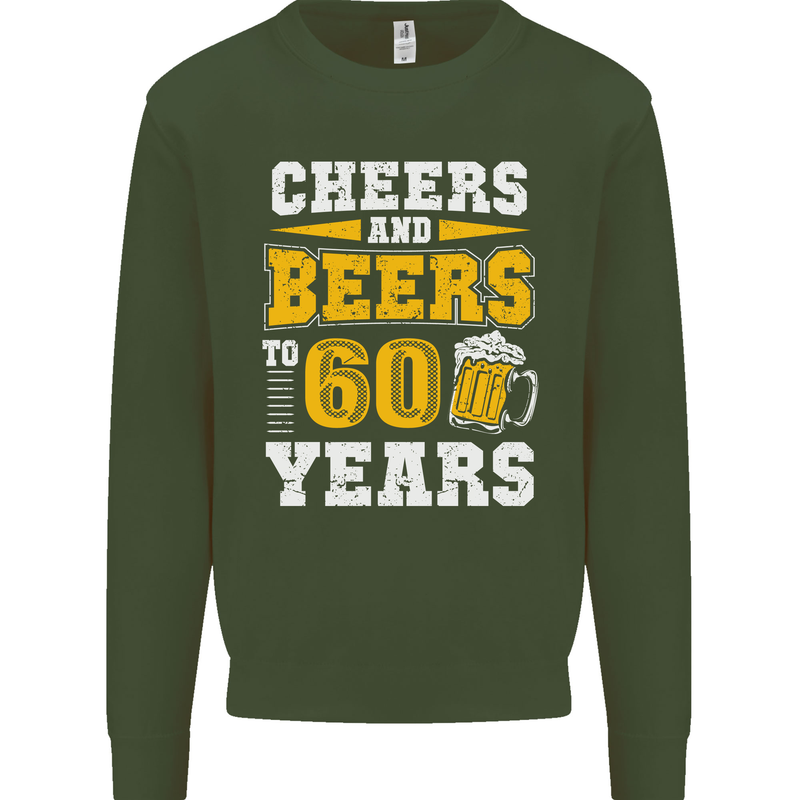 60th Birthday 60 Year Old Funny Alcohol Mens Sweatshirt Jumper Forest Green