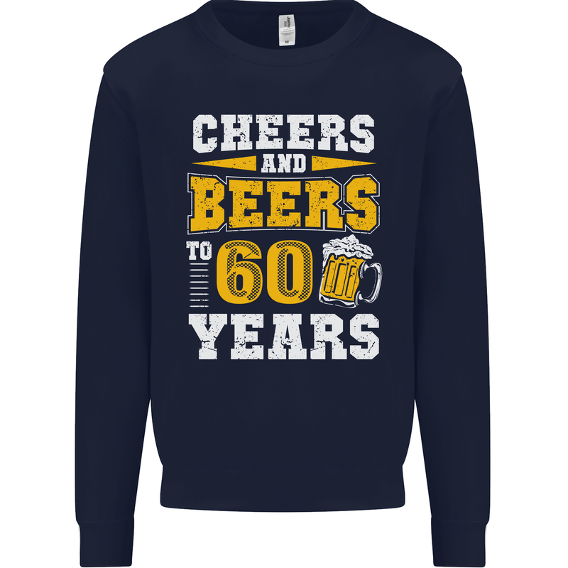 60th Birthday 60 Year Old Funny Alcohol Mens Sweatshirt Jumper Navy Blue