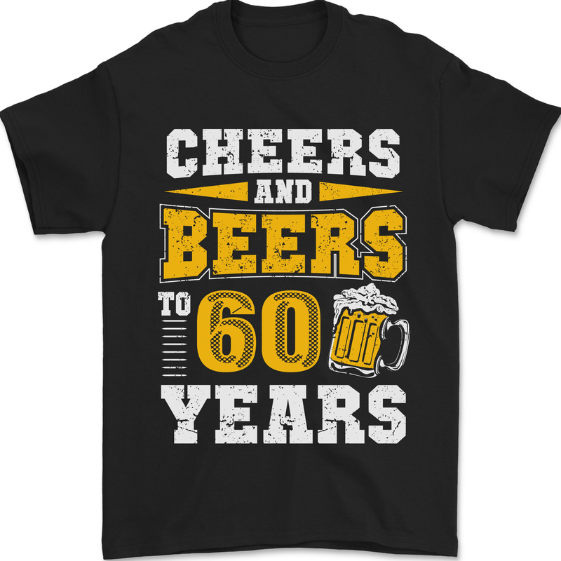 60th Birthday 60 Year Old Funny Alcohol Mens T-Shirt 100% Cotton Black