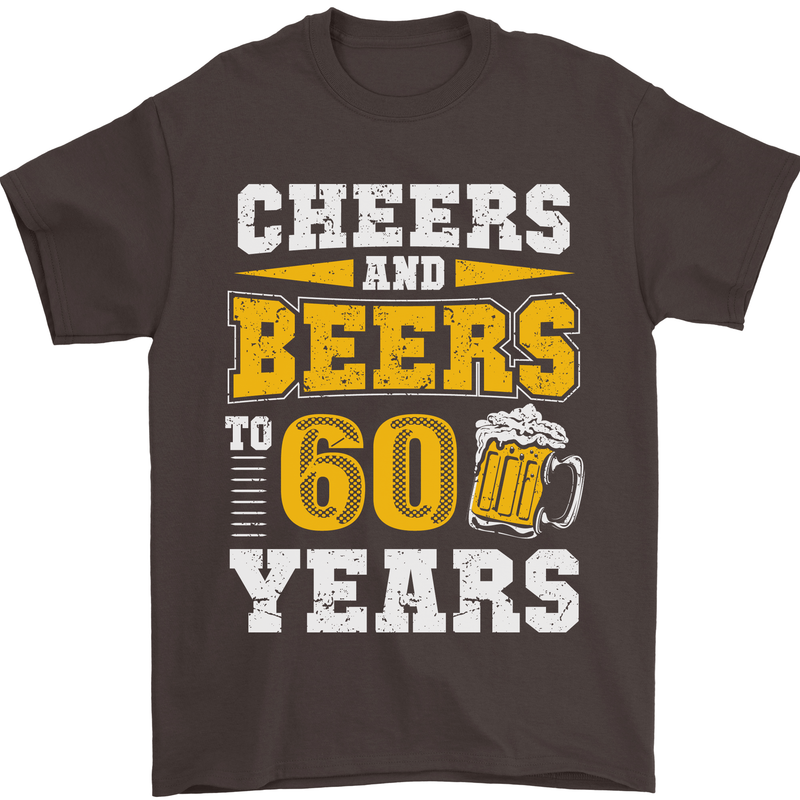 60th Birthday 60 Year Old Funny Alcohol Mens T-Shirt 100% Cotton Dark Chocolate