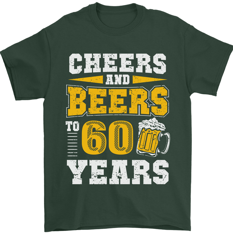 60th Birthday 60 Year Old Funny Alcohol Mens T-Shirt 100% Cotton Forest Green