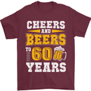 60th Birthday 60 Year Old Funny Alcohol Mens T-Shirt 100% Cotton Maroon