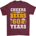 60th Birthday 60 Year Old Funny Alcohol Mens T-Shirt 100% Cotton Maroon