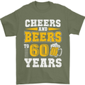 60th Birthday 60 Year Old Funny Alcohol Mens T-Shirt 100% Cotton Military Green