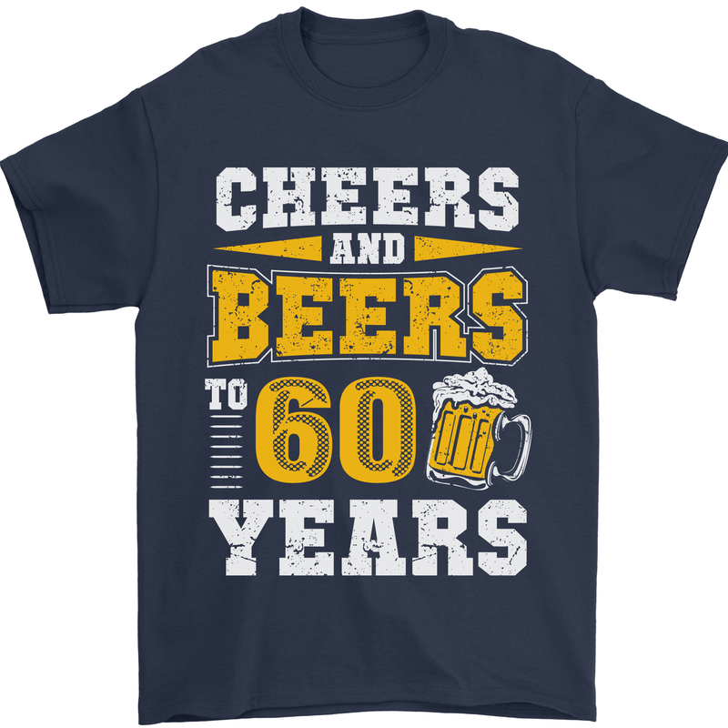 60th Birthday 60 Year Old Funny Alcohol Mens T-Shirt 100% Cotton Navy Blue